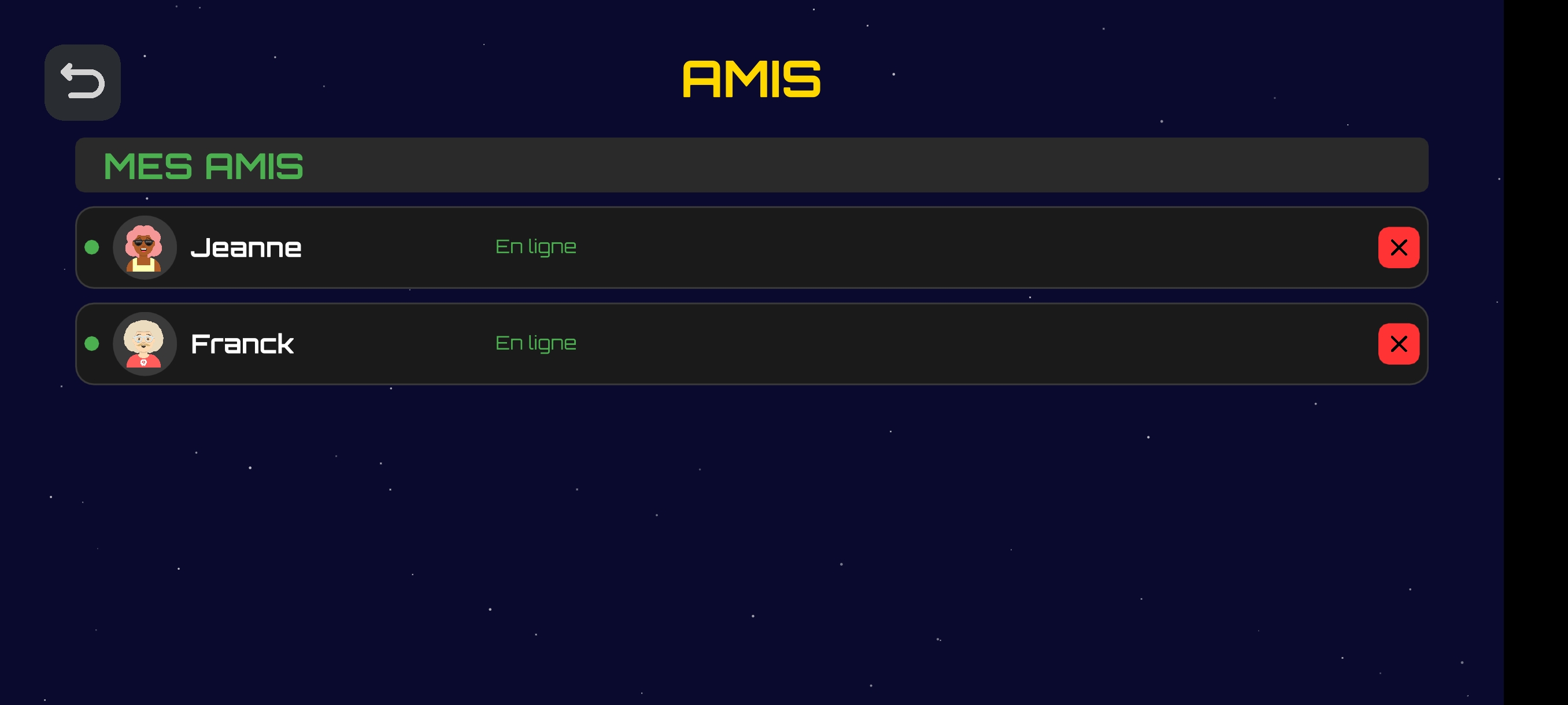 Système d'amis — Coinche de l'Espace