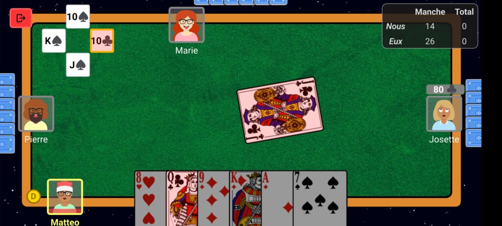 Screenshot du jeu Coinche de l'Espace