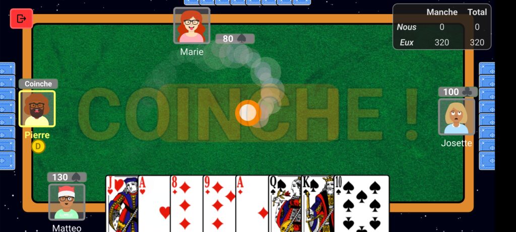 Screenshot du jeu Coinche de l'Espace